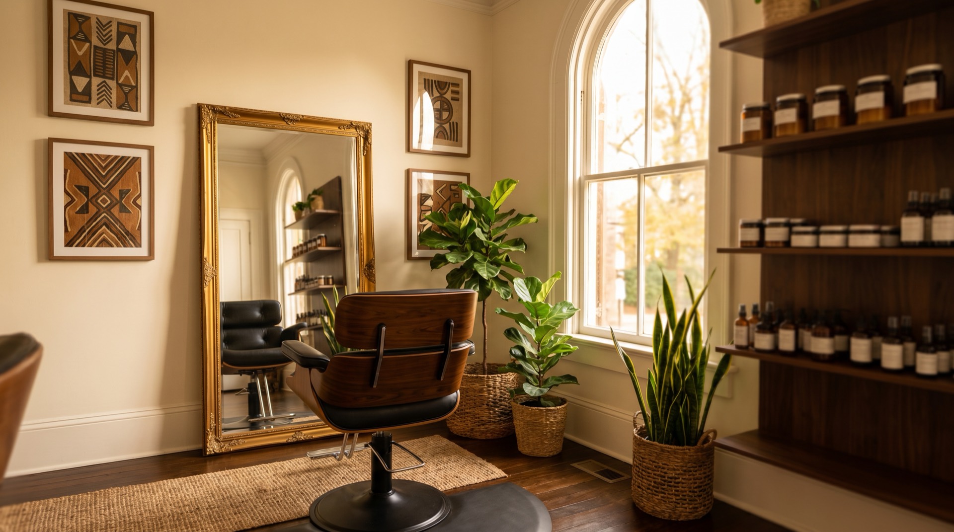 The calm, art-filled interior of the Kinkology studio